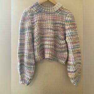 Rainbow knit cropped sweater